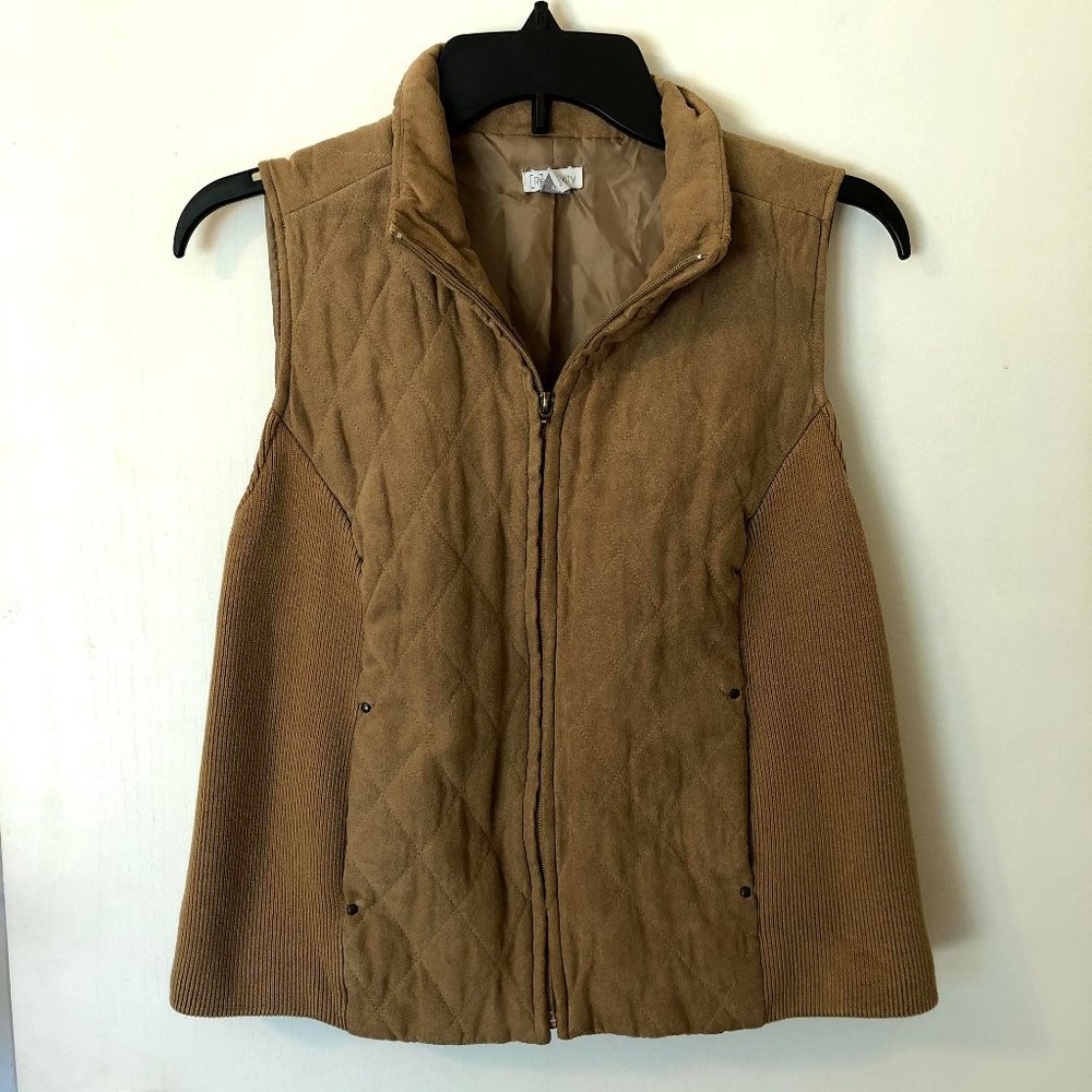 Tan Sweater Zip-Up Vest